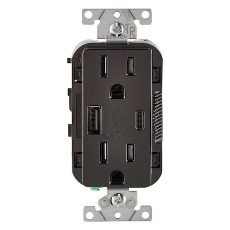 LEVITON Usb/Dplx Outlet 15A Blk T5633-E